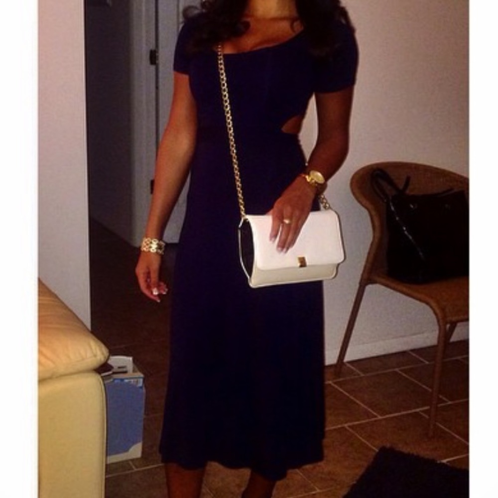 Navy Partially Open-Back Maxi Dress